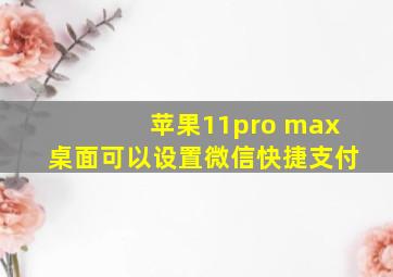 苹果11pro max桌面可以设置微信快捷支付